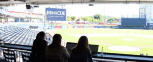 MassCUE logo on the big screen at Polar Park