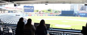 MassCUE logo on big screen at Polar Park